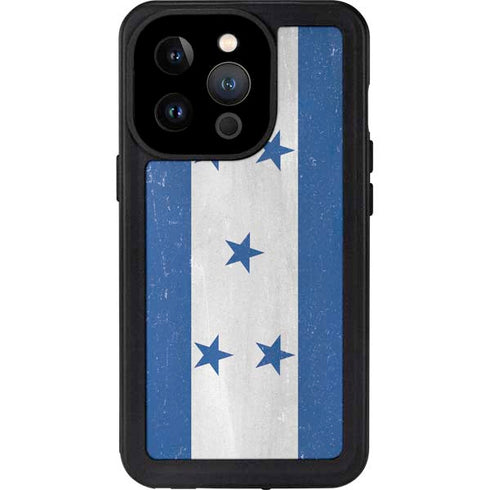 Honduras Flag Distressed iPhone 14 Pro Waterproof Case